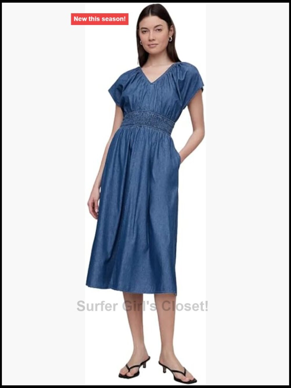 Smocked Waist Maxi Dress - Women's Casual Dress - Cotton Pull On